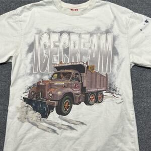 Icecream Shirt Mens Large White Ice Cream Truck Graphic Tee Streetwear Top